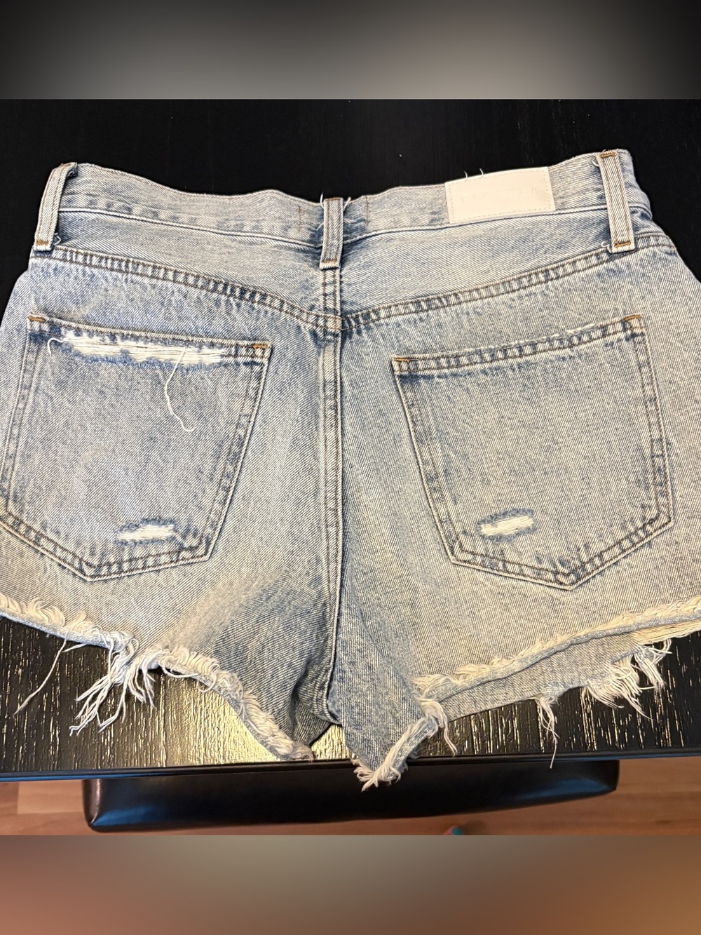 pistola light blue distressed denim cutoff shorts